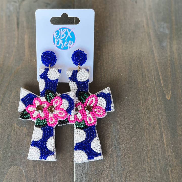 OBX Prep – Engroshandel Hængeøreringe og creoløreringe – Påske Polka Dot Cross Spring blomster Øreringe med perler