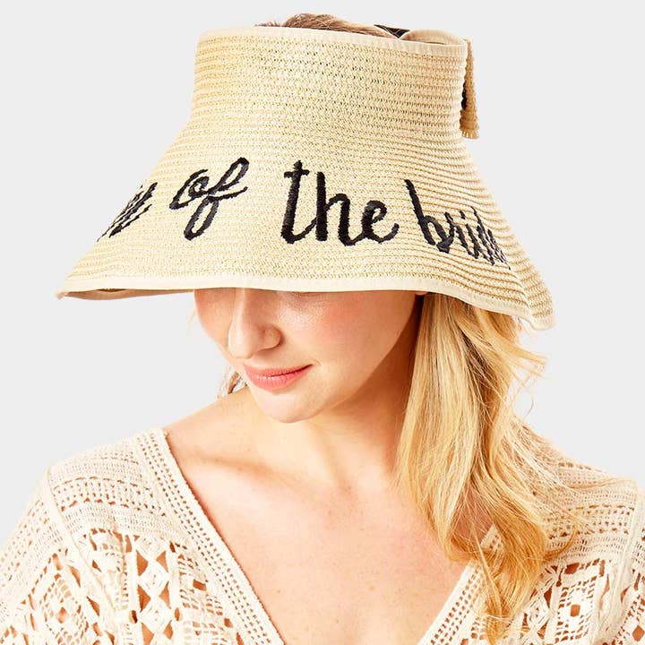 Sensibling Corp. - Wholesale Straw Hat - Women's - mother of the bride Message Roll Up Foldable Visor Sun Hat3