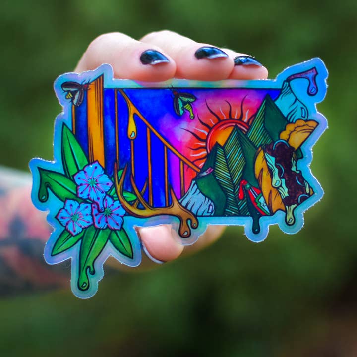 Pennsylvania Holografisk Sticker, 4x3in for engroshandel hos Catnip and Kittens