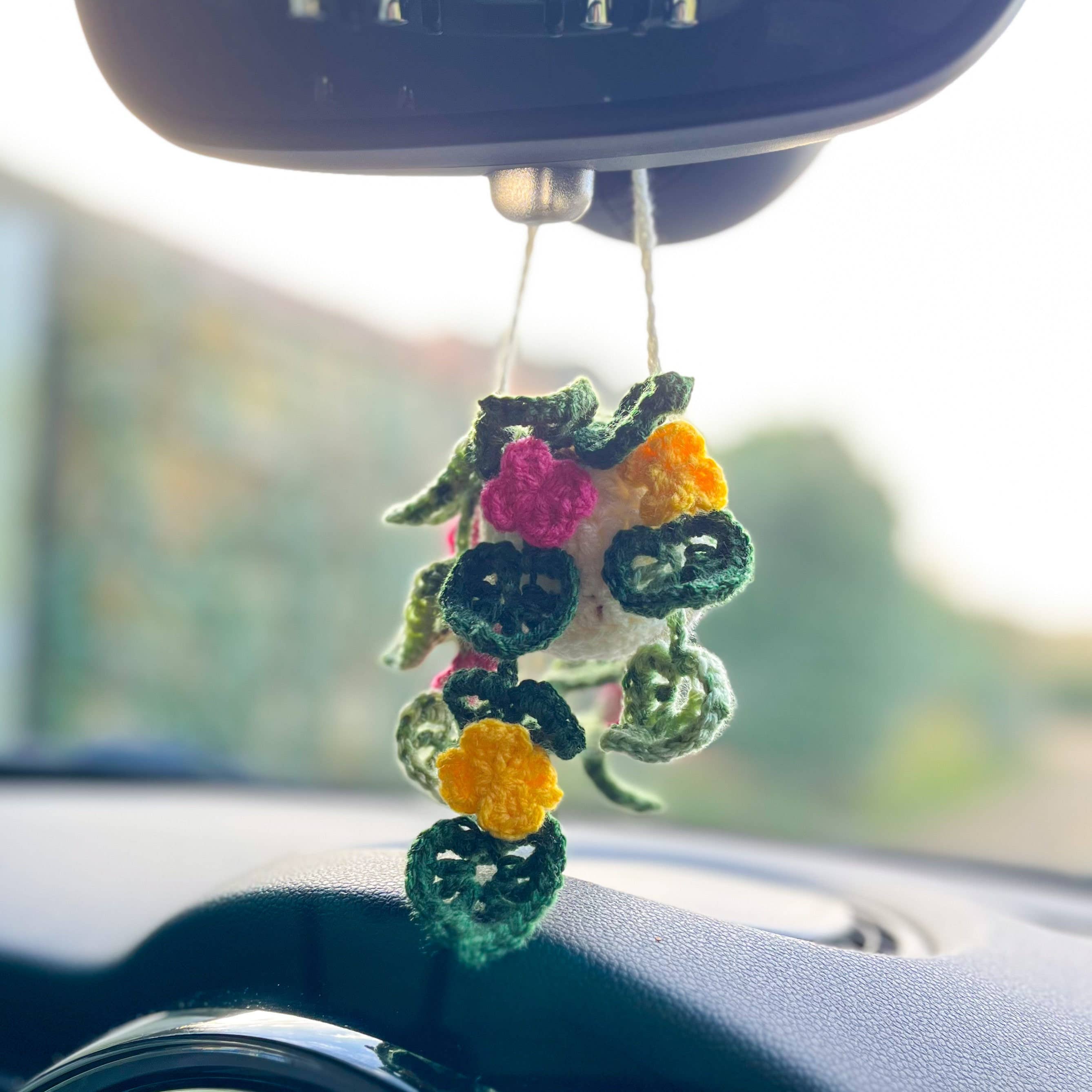 Anh2 LTD - Vente Breloque décorative pour voiture – femme - Miroir de voiture Monstera Plant à suspendre au crochet, cadeau pour amoureux des plantes5