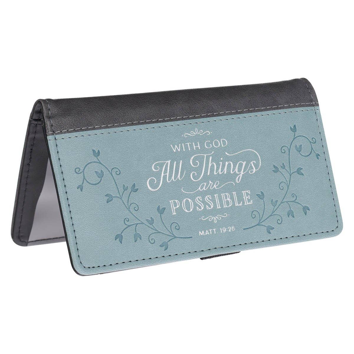 Christian Art Gifts - Wholesale Wallet - Women's - All Things Possible Two-tone Faux Leather Wallet3