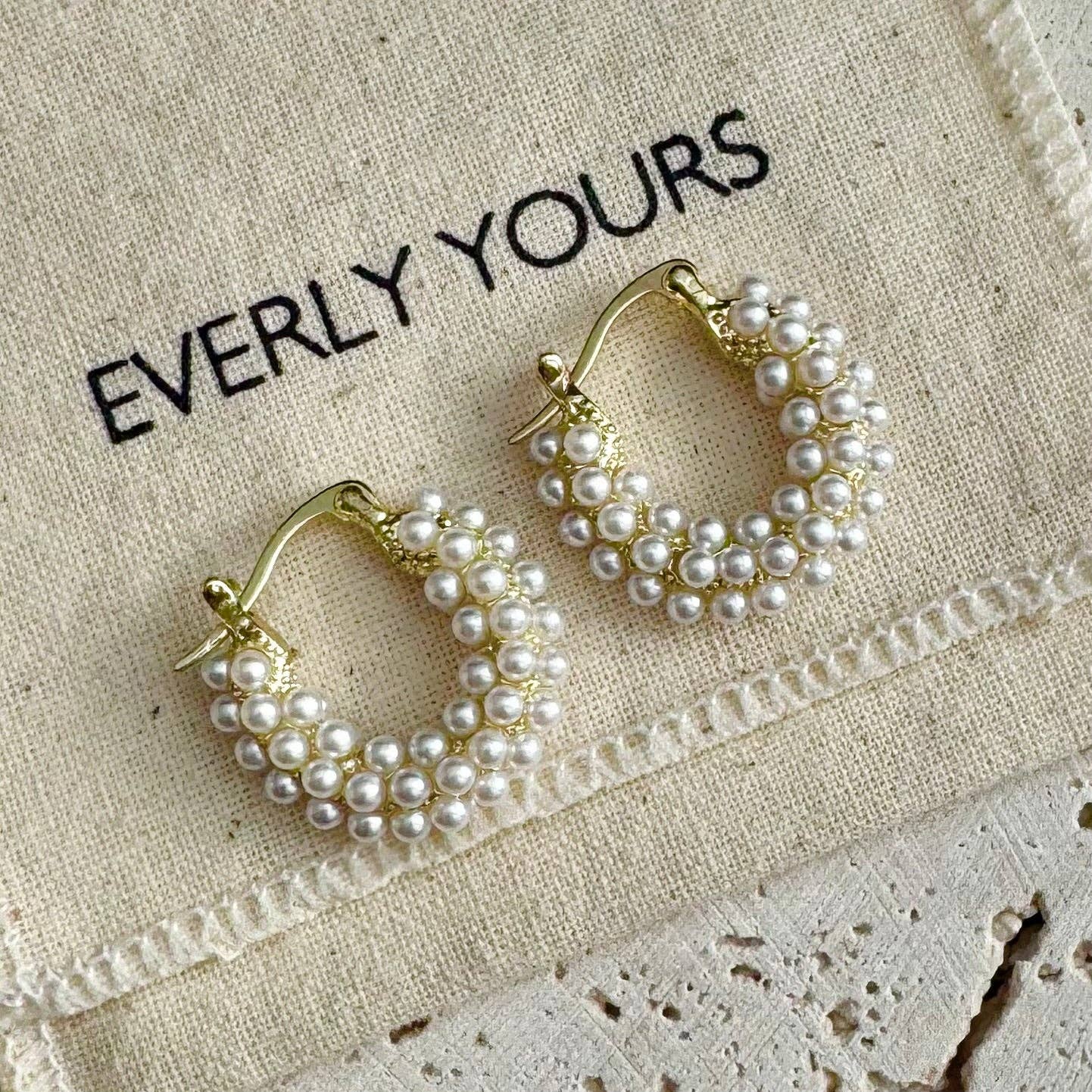 Everly Yours - Wholesale Hoop Earrings - Aurelia 14K Gold Pearl Hoops2