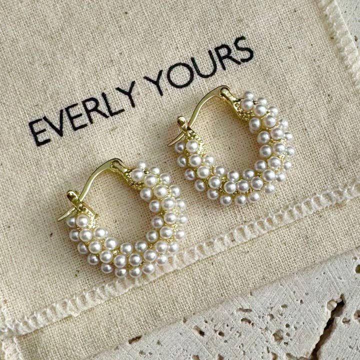 Everly Yours - Wholesale Hoop Earrings - Aurelia 14K Gold Pearl Hoops2