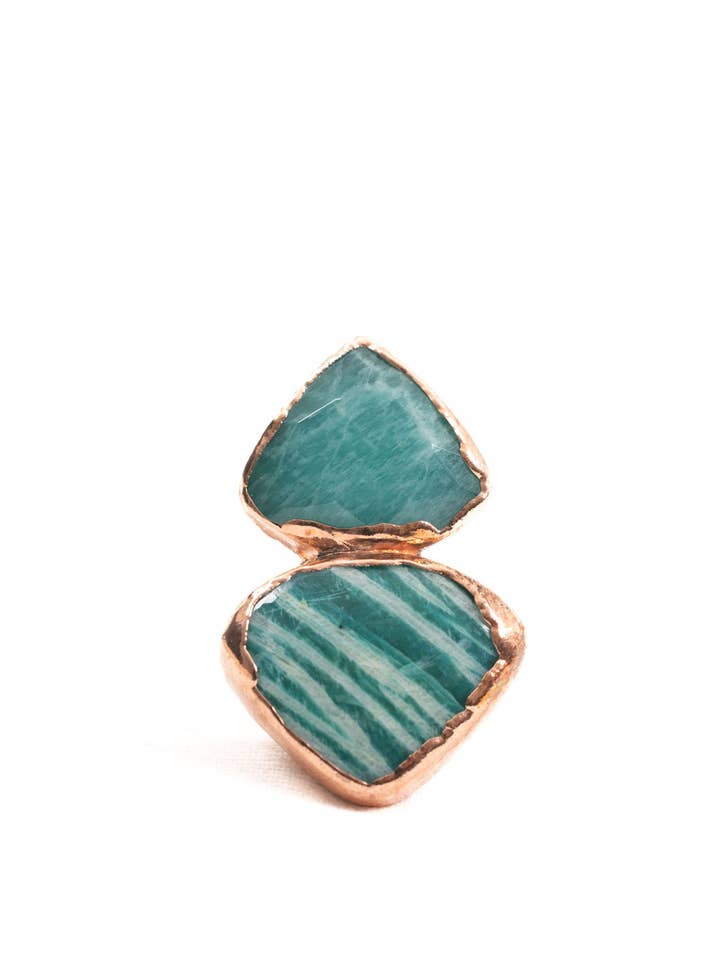 Double Amazonite Statement Ring in Copper sz 10 for wholesale by Silver Coast Designs