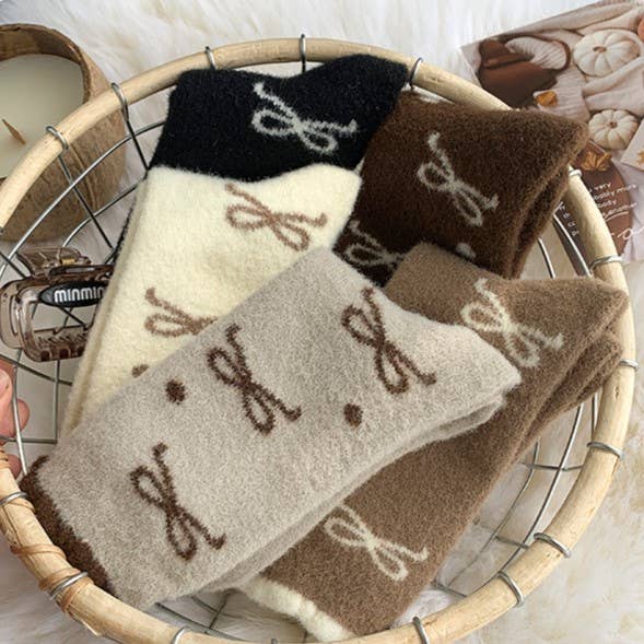 MKS America - Wholesale Socks - Women's - Plush Bow Ribbon Soft Warm Socks6