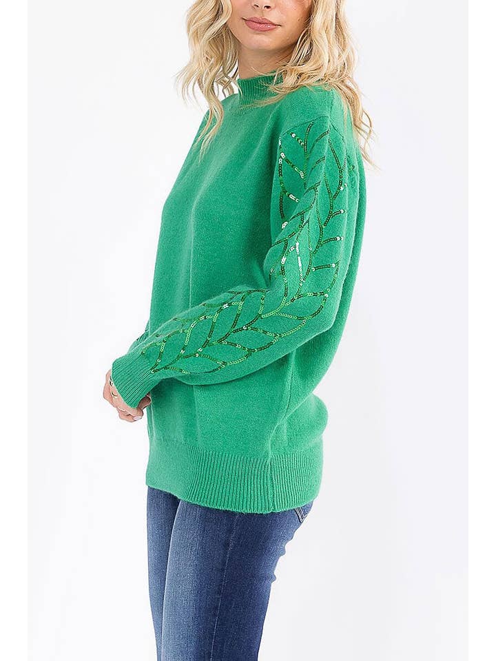 ROUSSEAU - Wholesale Knit Sweater - Women's - LONG SLEEVE SEQUINS DETAILED PULLOVER SWEATER4