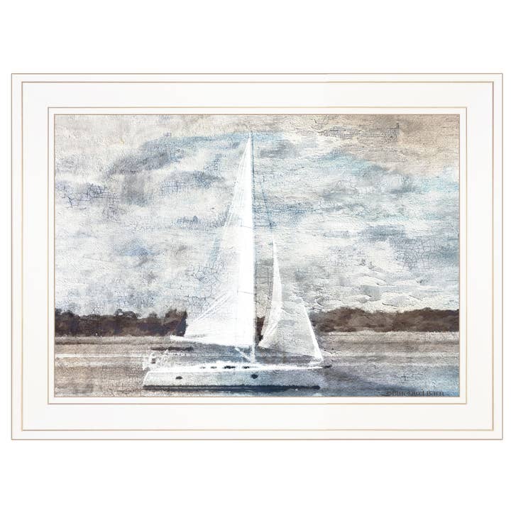 « Sailboat on Water » de Bluebird Barn, prêt à être accroché, encadré pour la vente par Trendy Decor 4U