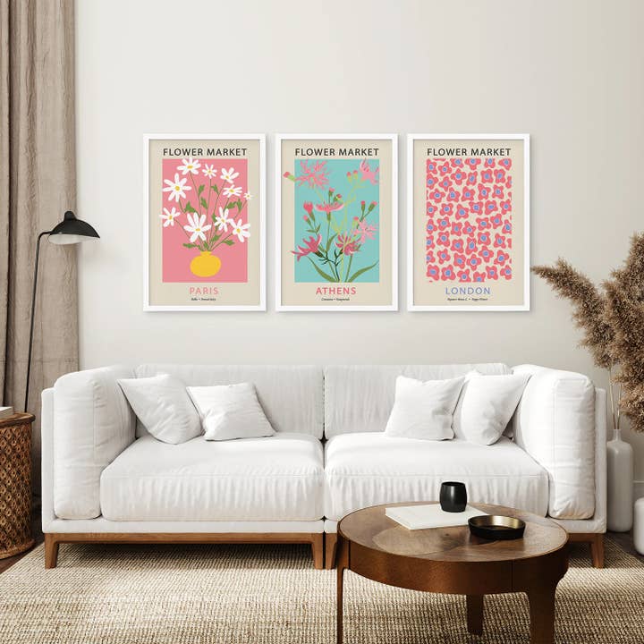 Art Lane - Wholesale Art Print - Flower Market Prints. Pink & Blue Modern Wall Art Decor1