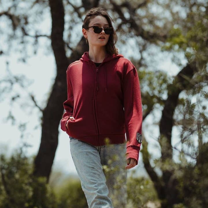 Women's Elite Full-Zip Hoodie - Red Plum for wholesale by Grunt Style