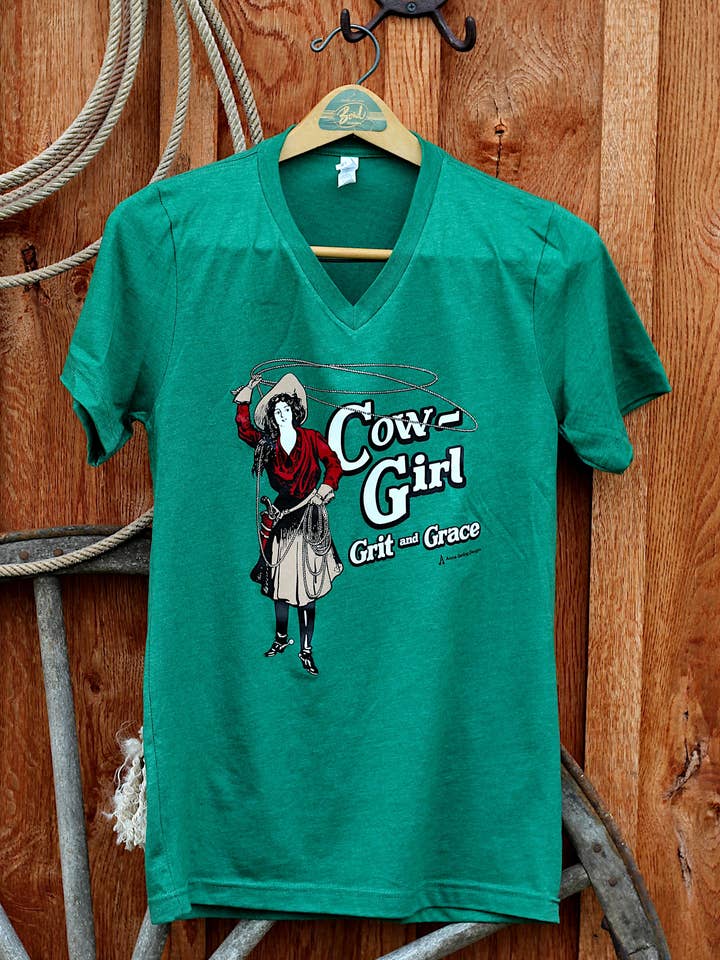 Korte mouw Grit And Grace V-hals Groen T voor wholesale door Ranchy Life