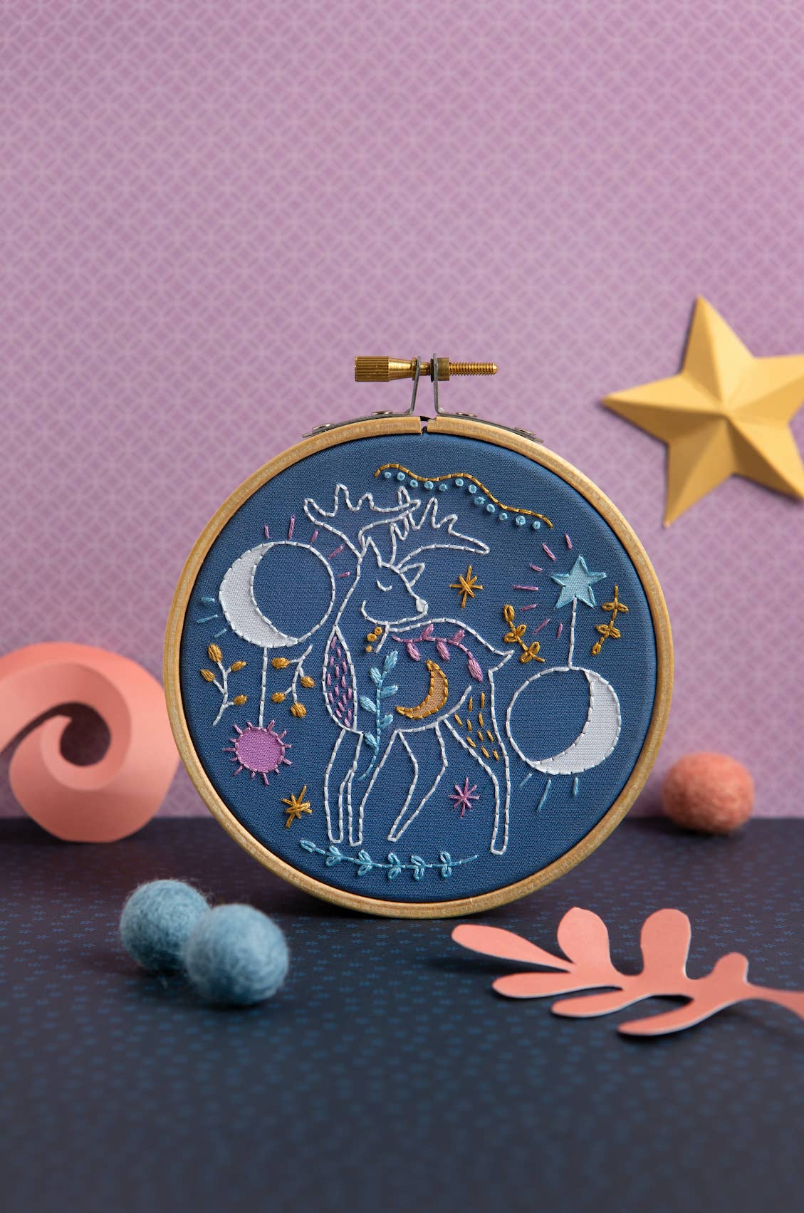 Hawthorn Handmade (US Duties Paid) – wholesale Craft sewing kit – Celestial Deer Mini Embroidery Kit | Complete Craft Kit for Beginners