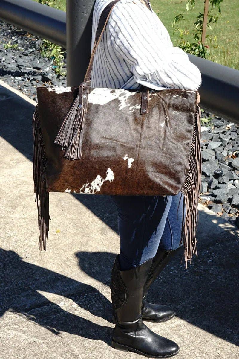 Rodeo - Wholesale Tote Bag - Women's - Genuine leather hair on cowhide women's shoulder bag with fringes5