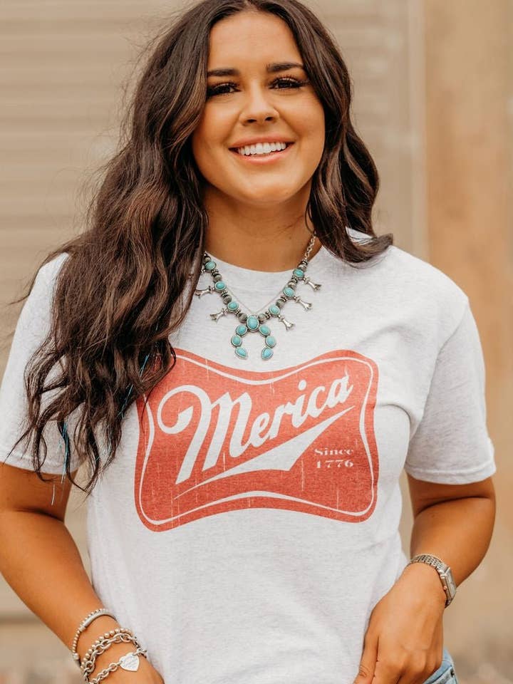 Merica Red Logo Graphic Tee for wholesale by Wild Junkie