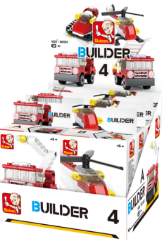 Texas Toy Distribution – wholesale Byggsats - Barn – Builder brandbil och helikopter byggsats, 2 av varje kit A-D1