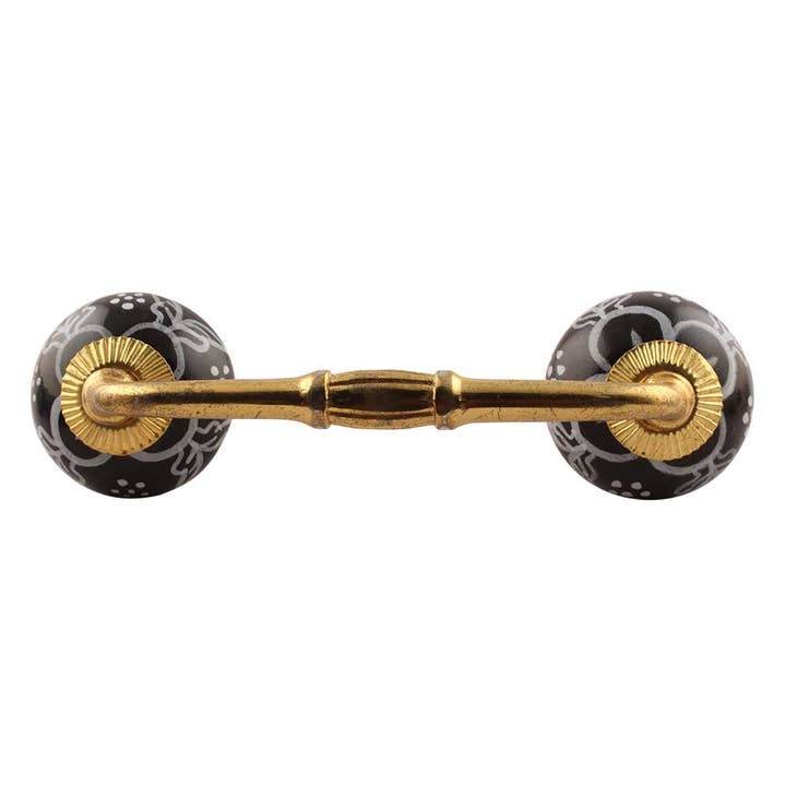 Conjunto de 6 Puxadores de Porta de Guarda-Roupa em Cerâmica Preta por atacado de Daana Paani LLC