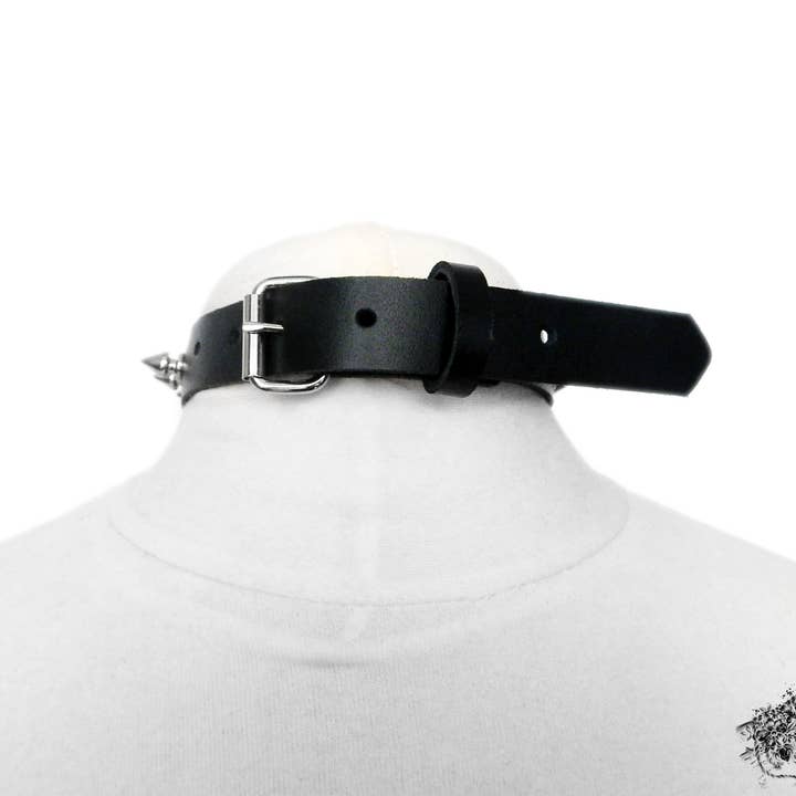 8th Sin - Wholesale Choker/collar - Black Studded D and O Ring Choker - Black Studded Collar6