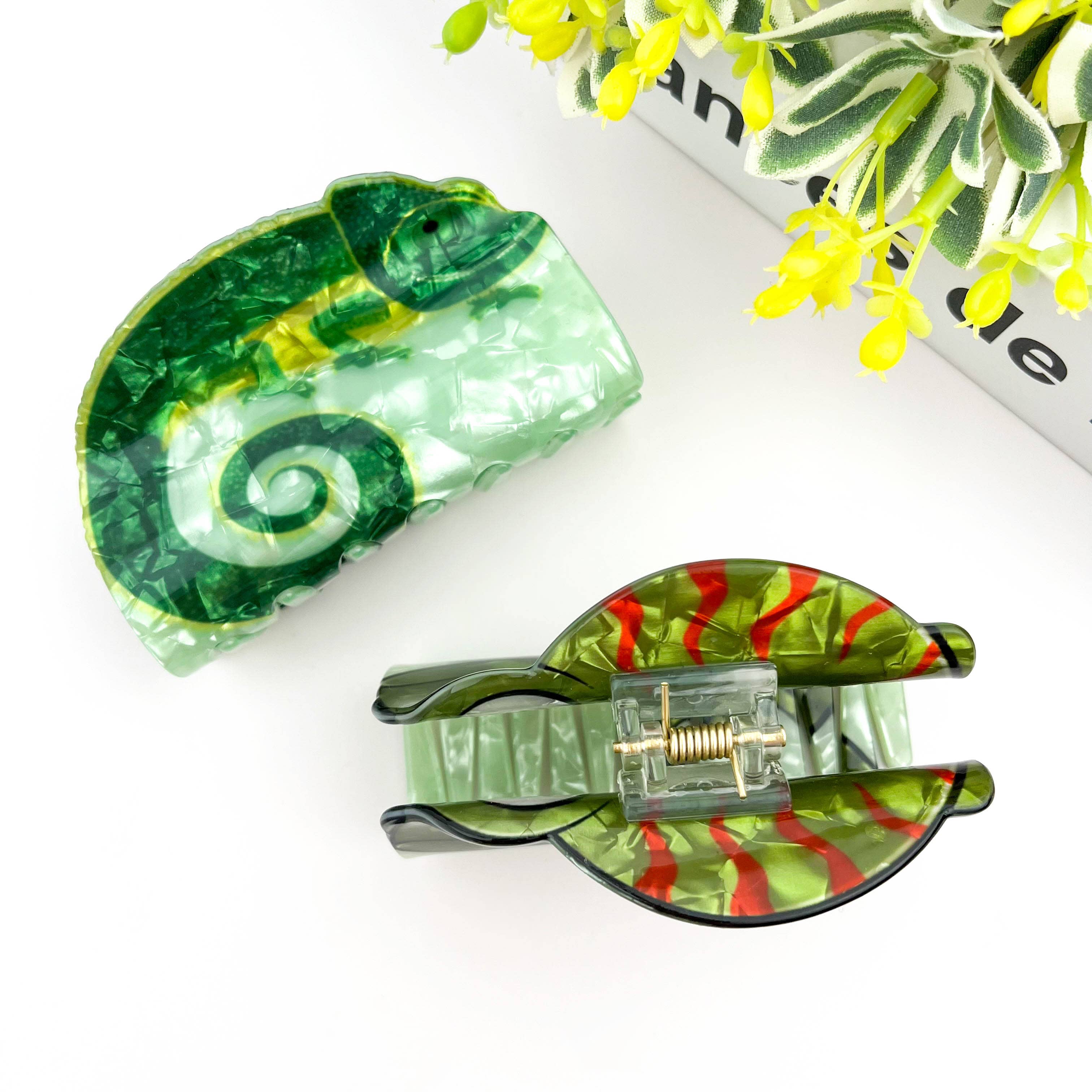 TheDivaSoap - Vente Pince à cheveux – femme - Pince à cheveux lézard vert7