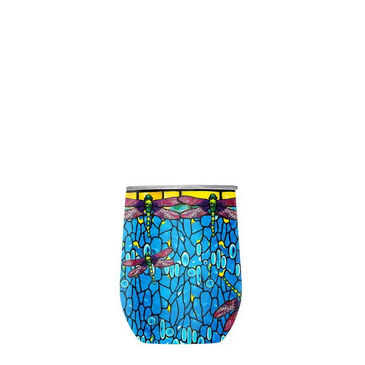 Bicchiere da vino senza stelo da 12 oz - Tiffany "Libellula" (Viola) per la vendita all'ingrosso da parte di RainCaper