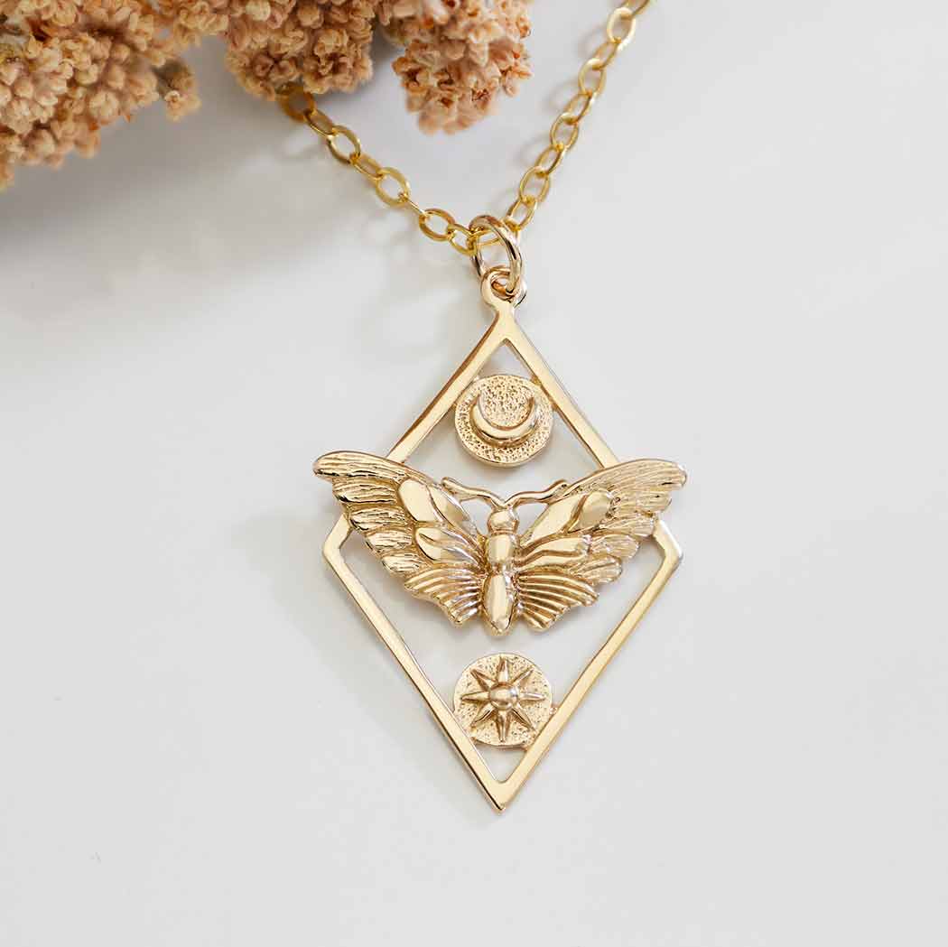 Nina Designs - Wholesale Pendant/Charm Necklace - Sterling Silver or Bronze Geometric Moth Necklace1