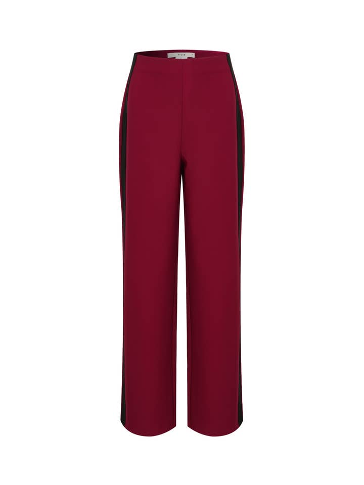 Wine Élégance Structurée Long Sleeve Top & Pants Set for wholesale on Faire6