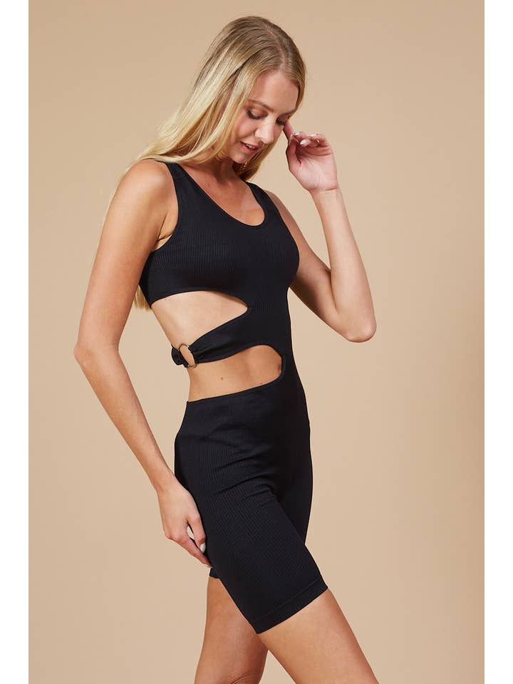 ANWND – Engroshandel Romper - Dame – AT7589-SØMLØS ROMPER MED SLIDSER I TALJEN9