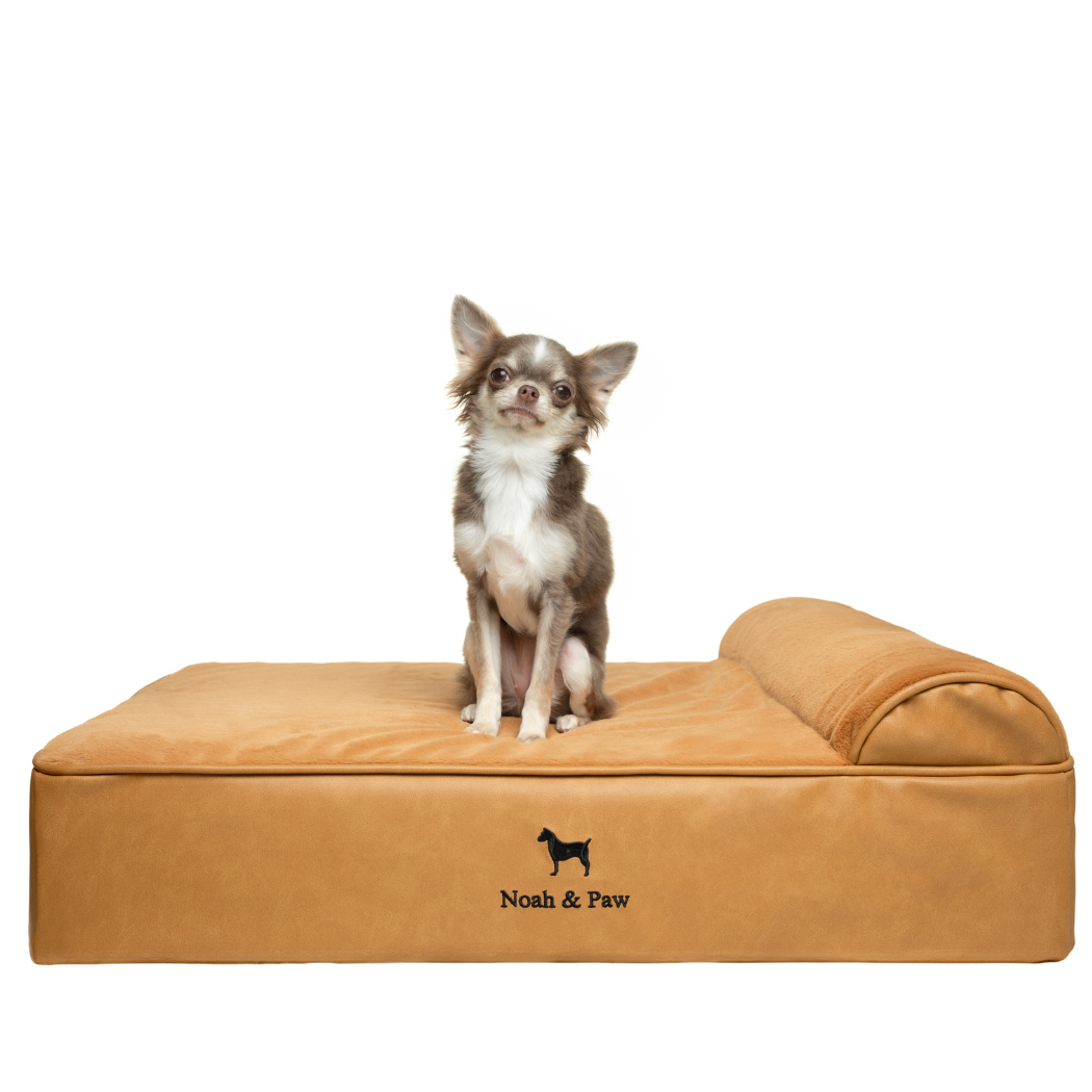 NOAH AND PAW LLC – Großhandel Haustierbett – Katze/Hund – Orthopädisches Hundebett aus Kunstleder mit Memory-Schaum und kühlendem Gel, klassischer Stil6