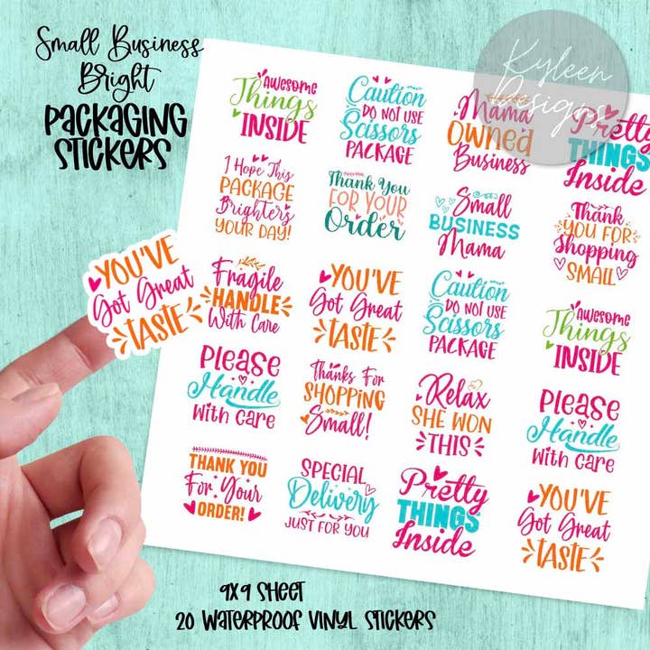 Bright Small Business Packaging Stickers for wholesale by Kyleen Designs