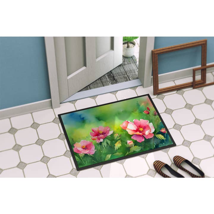 Tapis d'intérieur ou d'extérieur Iowa Wild Prairie Roses in Aquarelle 24x36 pour la vente par Caroline's Treasures