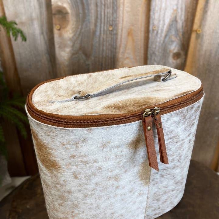 Western Linens - Wholesale Makeup Storage Box - Tan Cowhide Makeup Box2