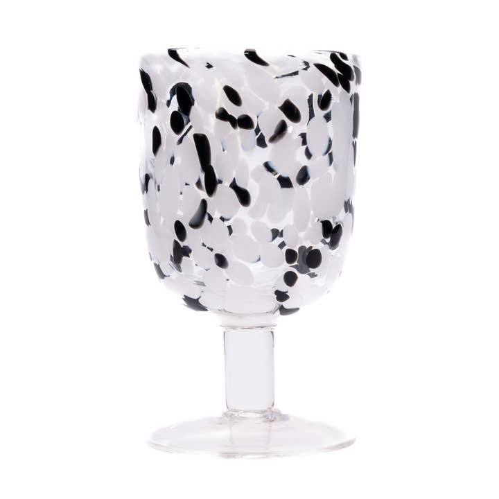 Dalmatian print wine glass for wholesale by The Glass House Wholesale Interiors Ltd.