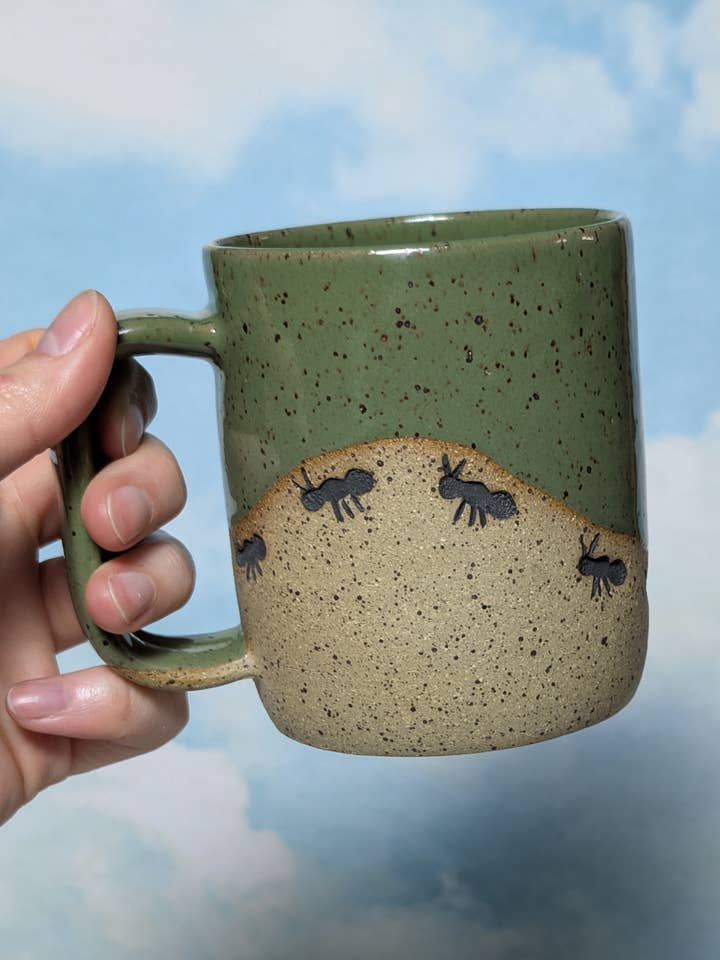 Ant Stamped Ceramic Mug, Ants on a Hill Mug for wholesale by Osso Ceramics