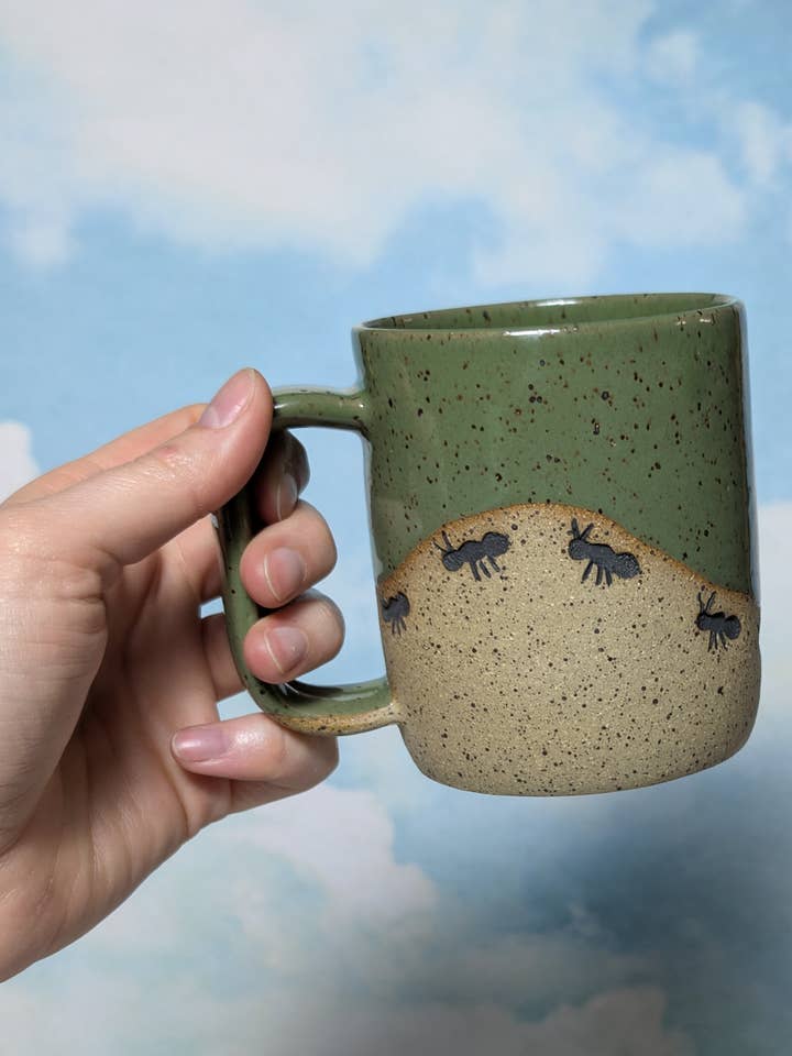 Ant Stamped Ceramic Mug, Ants on a Hill Mug for wholesale by Osso Ceramics