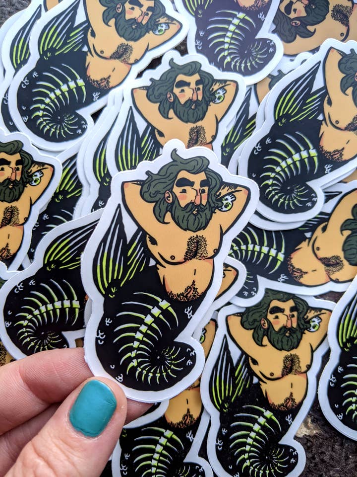 Autocollant : Skeleton Merman pour la vente par Gingerly Made