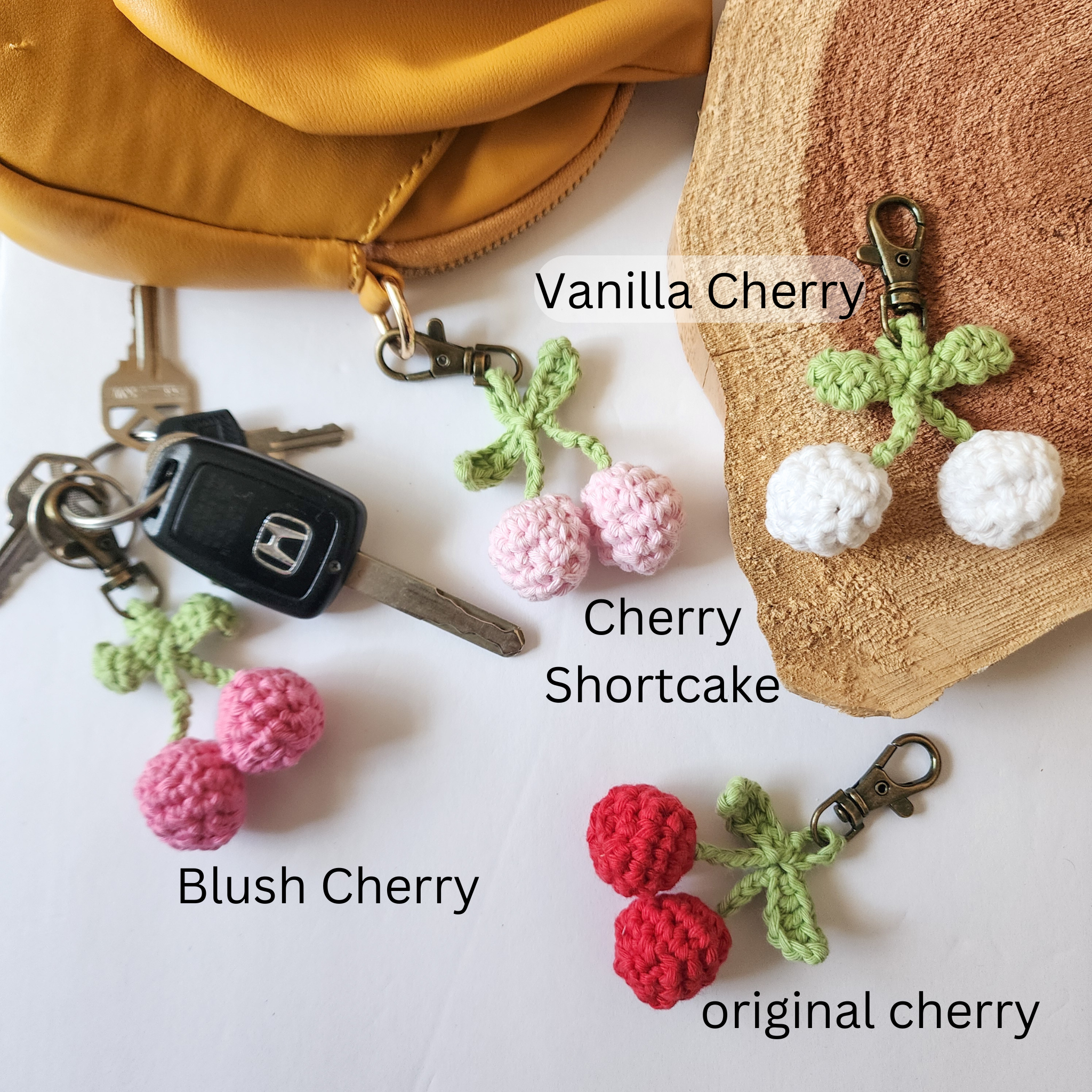 Handmade By Uruba - Wholesale Keychain - Women's - Handmade Cherry Keychain | Handwoven Crocheted Keyring0