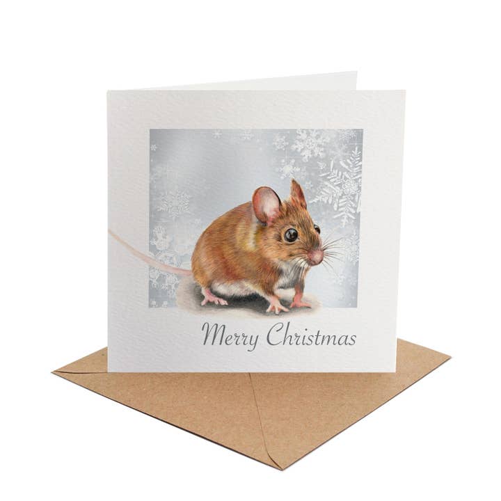 Mouse | Christmas Card | Wildlife Art | Blank Inside for wholesale by JVH creative Fine Art