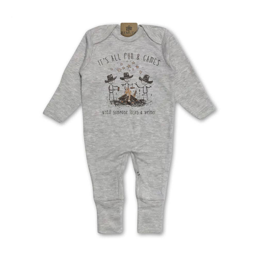 Remuda Western Wear - Wholesale Sleepsuit - Baby - It's All Fun & Games Until Someone Loses A Weiner - Infant Camping Sleepwear2