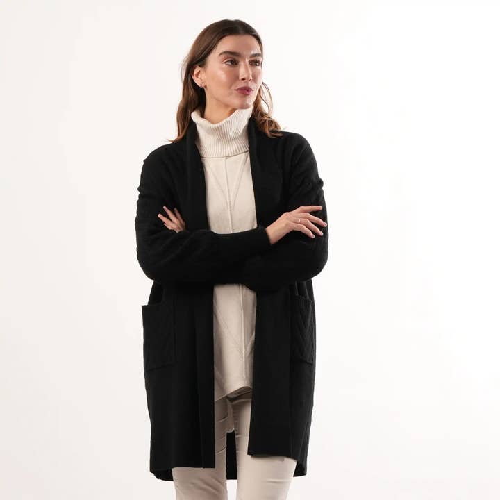 Cable Knit Black Cardigan for wholesale by Welligogs