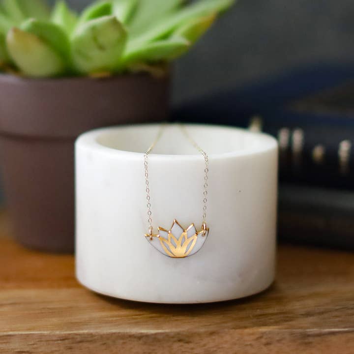 lotus necklace for wholesale by Remnant Studios