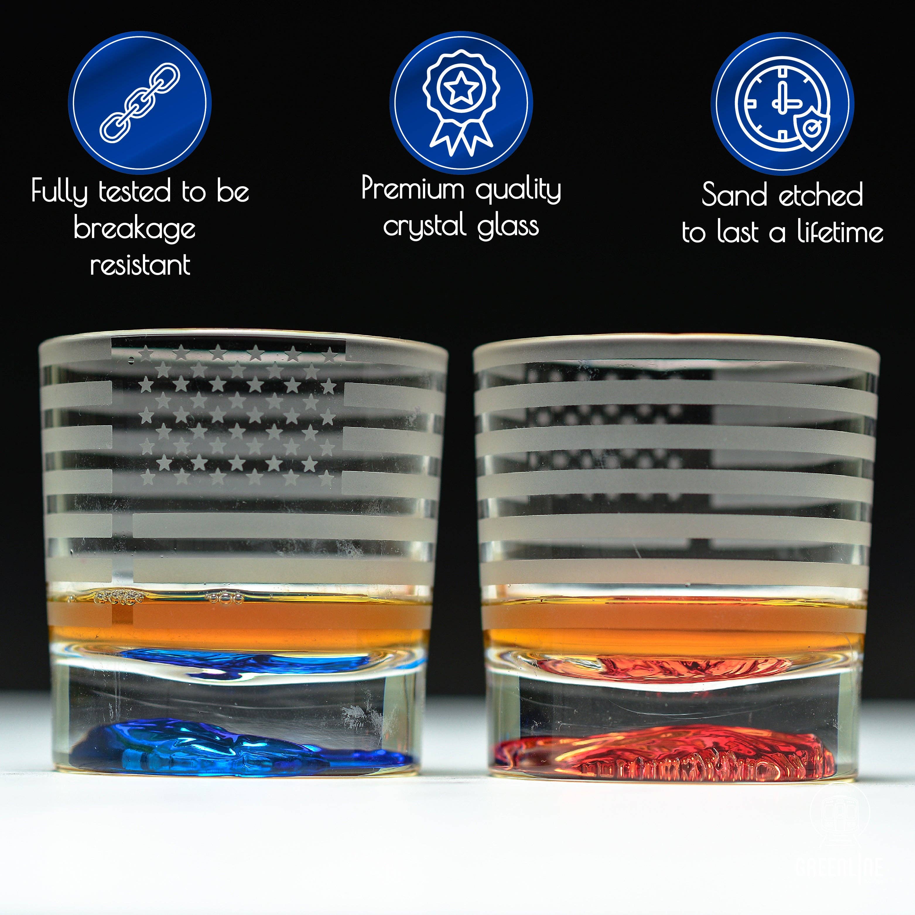 Greenline Goods - Wholesale Growler - Eagle Whiskey Glasses With Etched Flag4