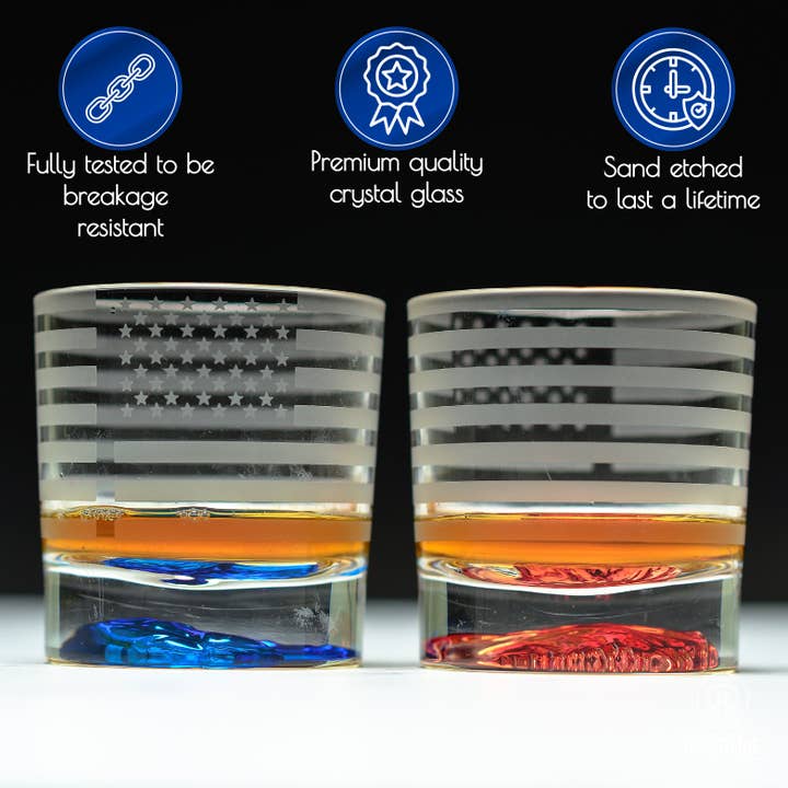 Greenline Goods - Wholesale Growler - Eagle Whiskey Glasses With Etched Flag4
