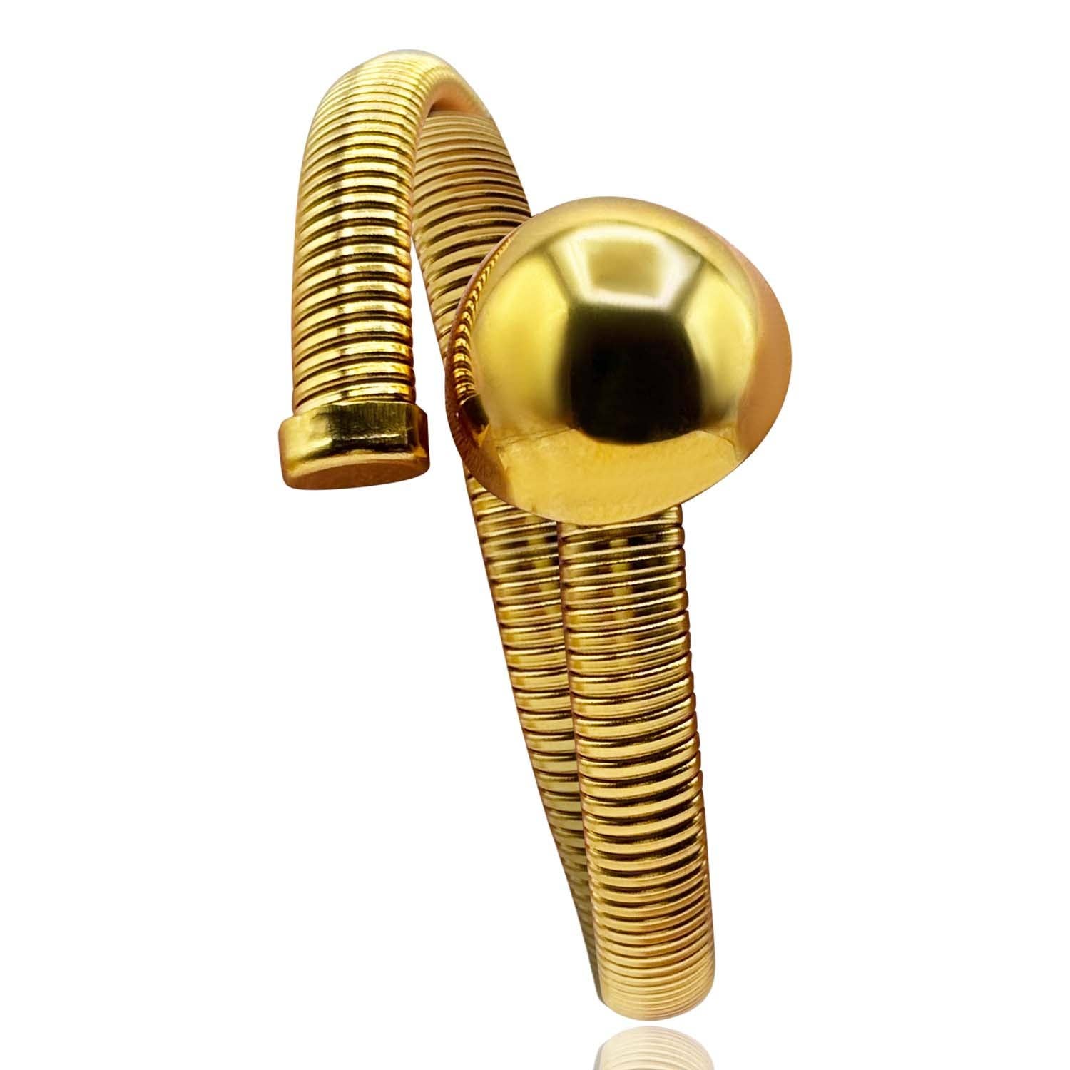 Michael Nash Jewelry - Wholesale Cuff Bracelet - Lucie Gold Cobra Bracelet With Dome Accent0