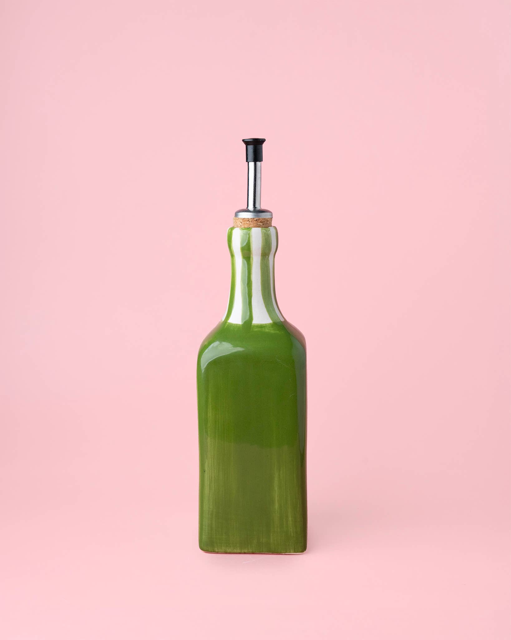 Alfar Tierra Cocida - Wholesale Oil/Vinegar Dispenser - Artisanal Ceramic Oil Dispenser - Green & White / ROOTS5