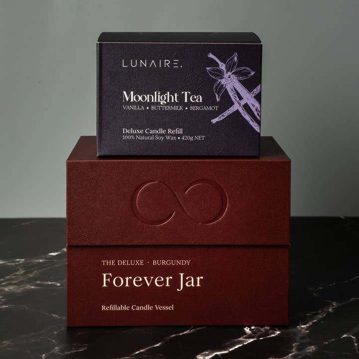 Burgundy Jar + Moonlight tea Pod for wholesale by Lunaire