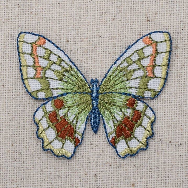 Butterfly - Green and Brown - Iron on Applique - Embroidered Patch - 1516979A for wholesale by Wholesale Applique