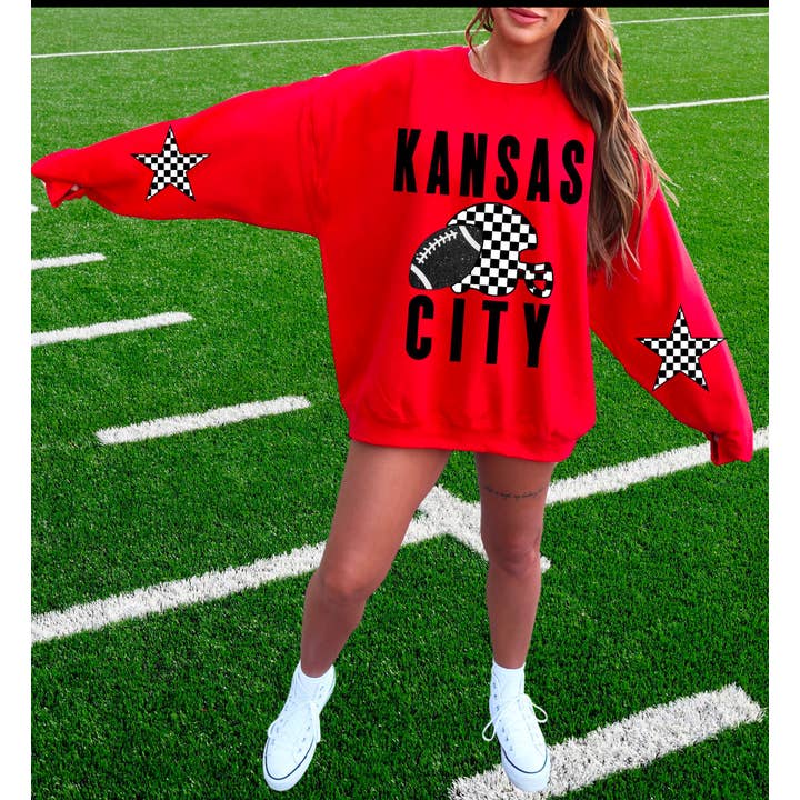 Kansas City Retro Voetbal Oversized Letters voor wholesale door Farmtown Printing Company