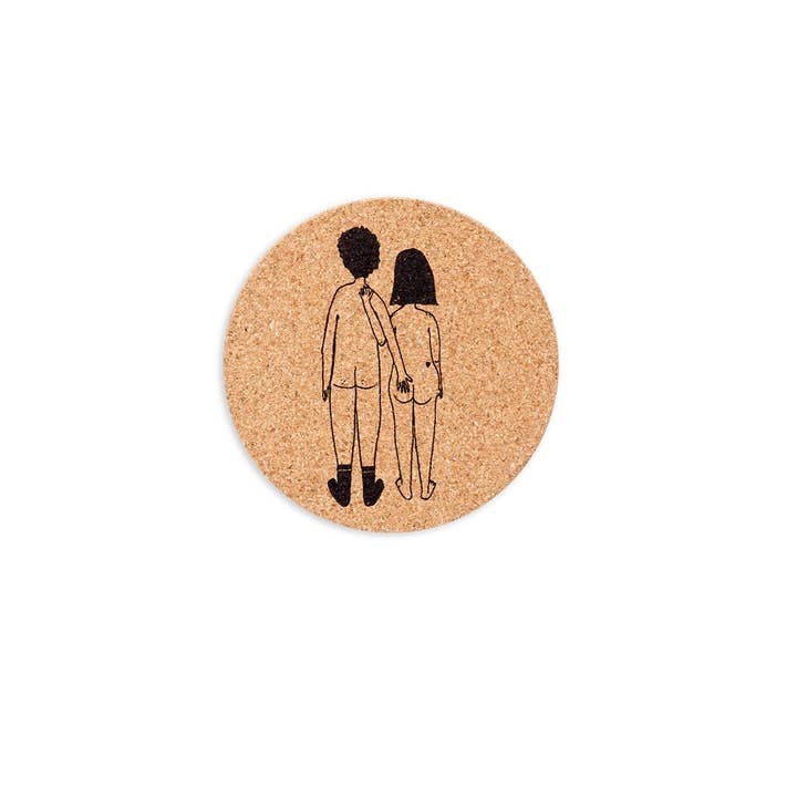 helen b – wholesale Trivet – coaster cork naked couple back (set of 6)3