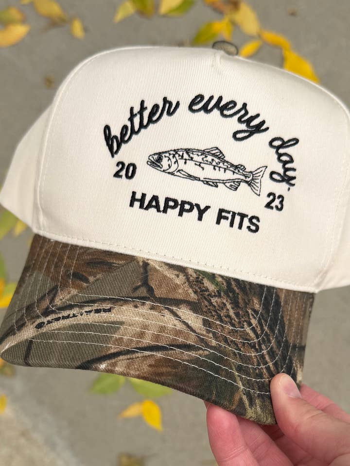 Better Every Day Embroidered Hat: Fish for wholesale by Happy Fits