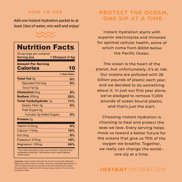 Instant Hydration - Wholesale Powdered Health Drink - Premium Electrolyte Drink Mix: Orange1