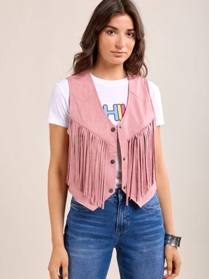 Toxik3 gilet suédine à frange sans manche for wholesale by Toxik3