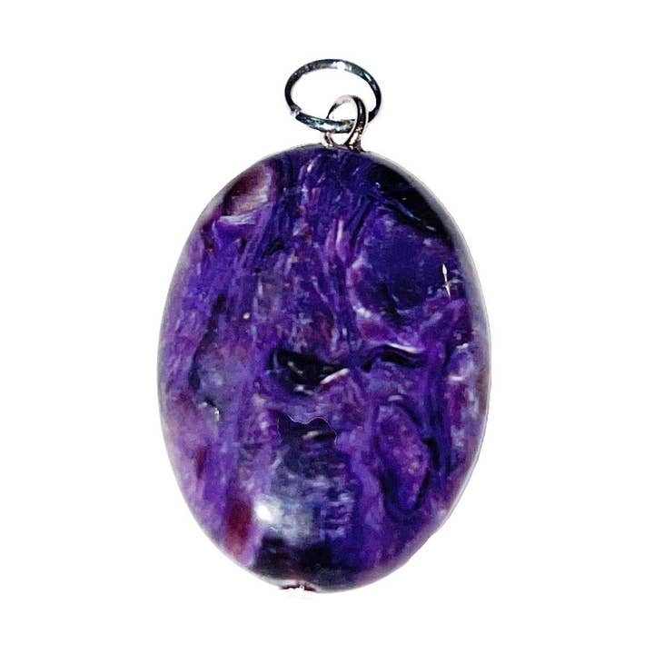 France Mineraux - Wholesale Individual Charm/Pendant - Charoïte pendant - flat stone0